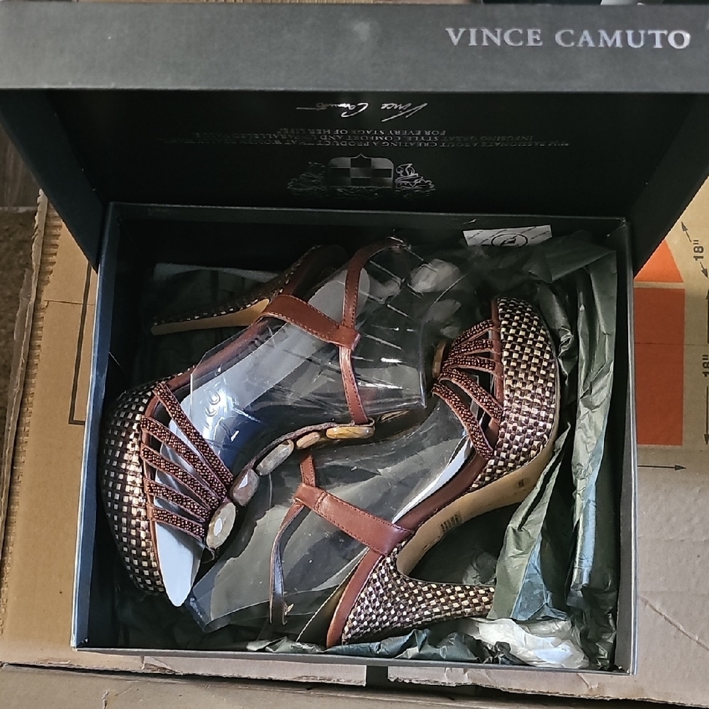Vince Camuto Tan and Brown Women's Heels